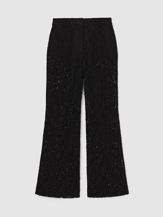Lace Wide Leg Trousers in Black