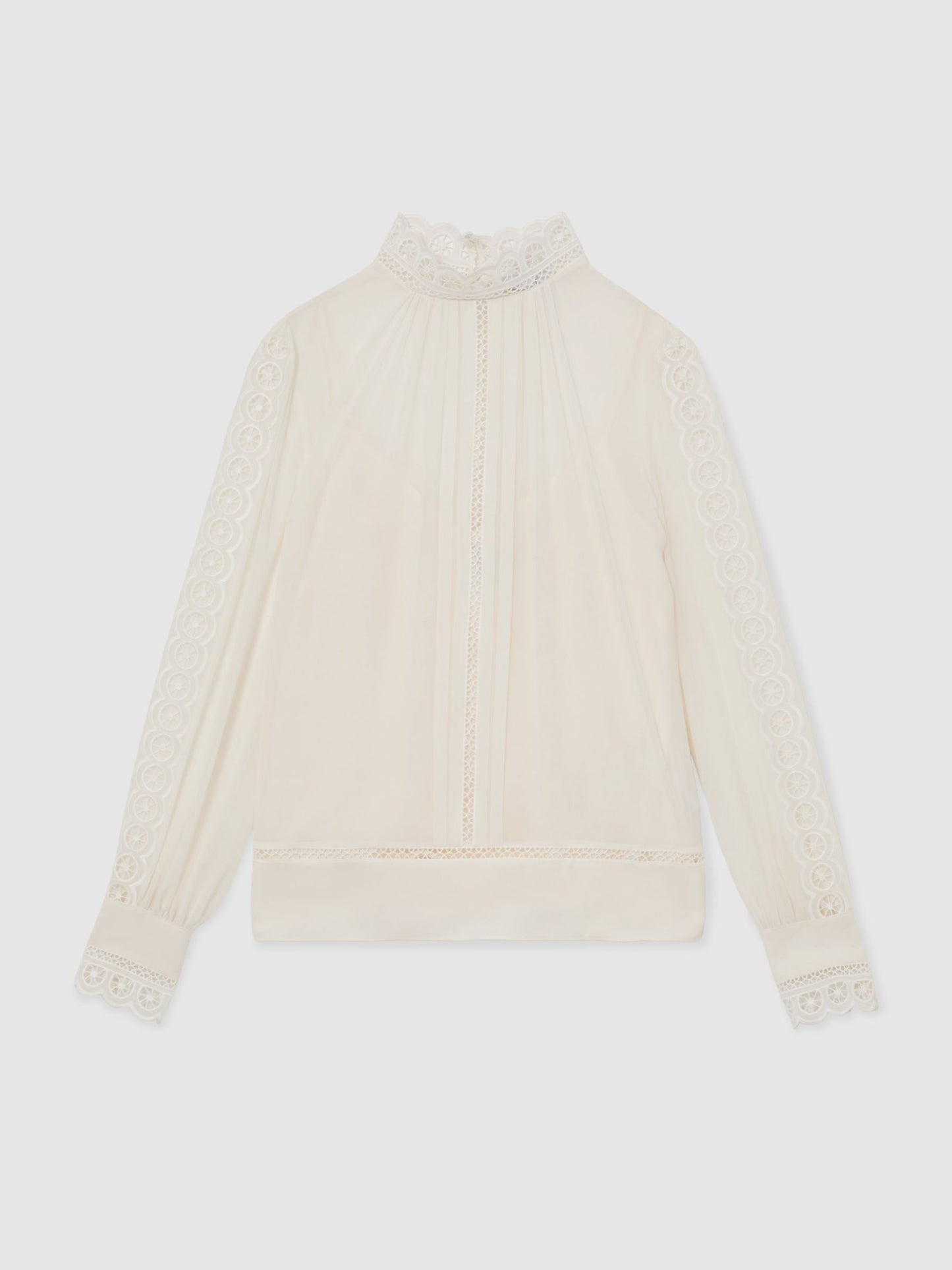 Ori Lace-Trim Sheer Blouse in Cream