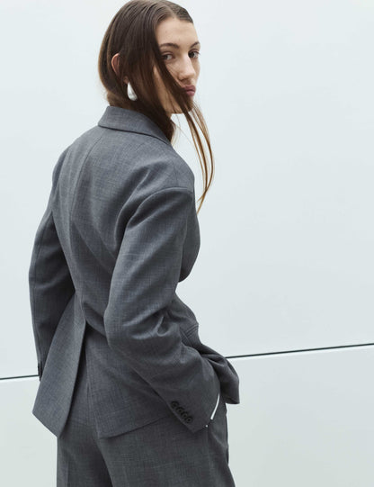 Waisted Double Breasted Longline Blazer