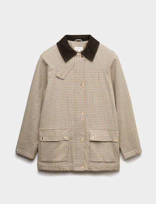 Waxed Look Checked Utility Jacket