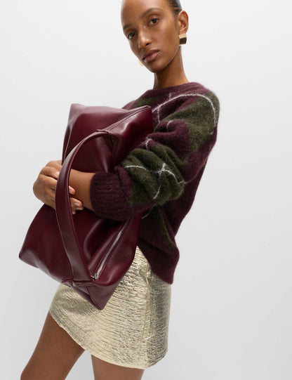 Wool Blend Argyle Crew Neck Relaxed Jumper
