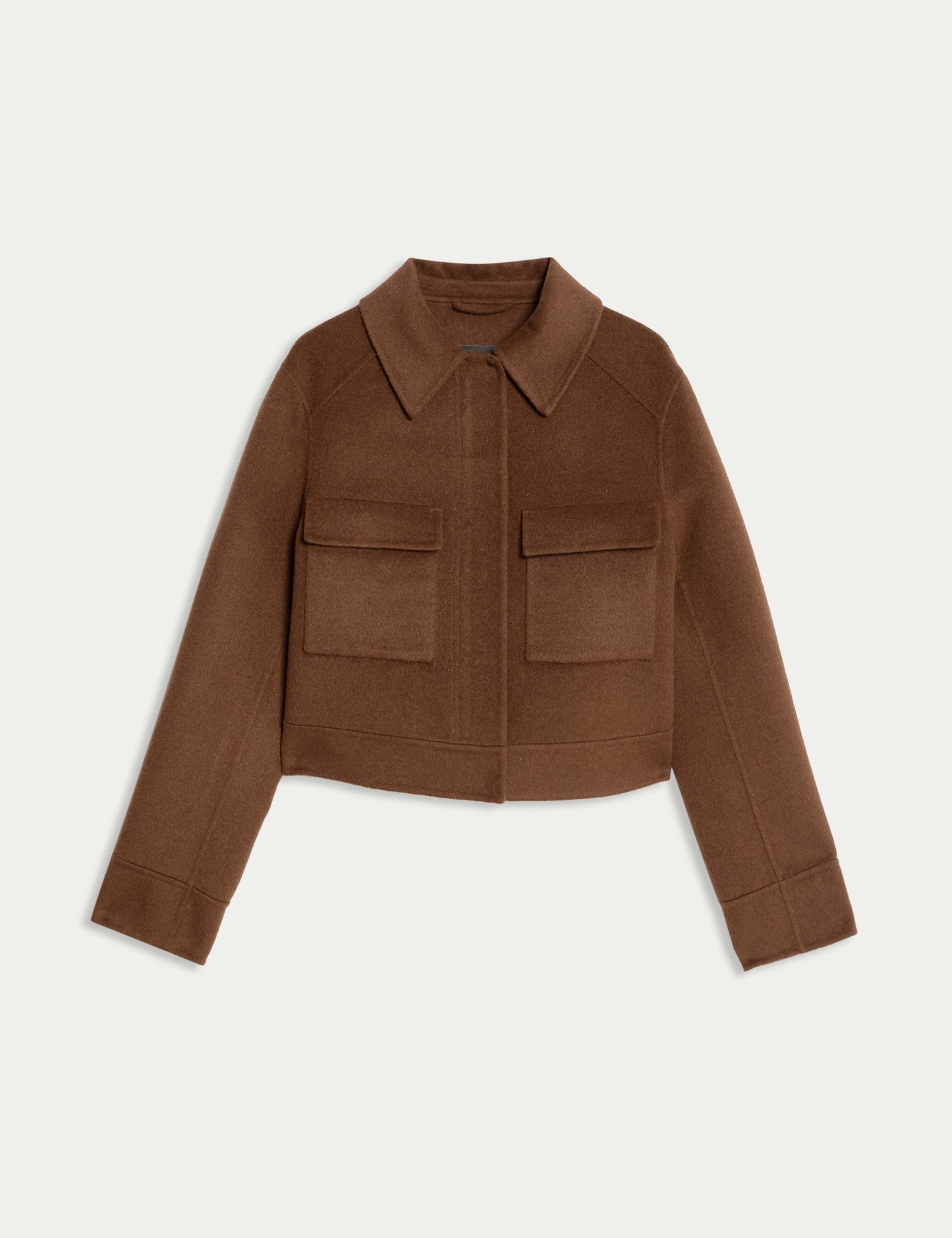 Wool Blend Collared Cropped Utility Jacket