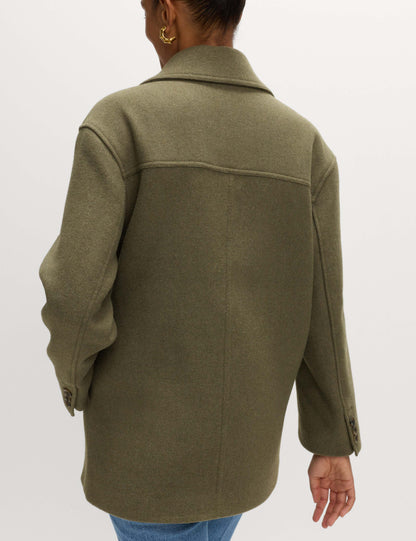 Wool Blend Double Breasted Coat