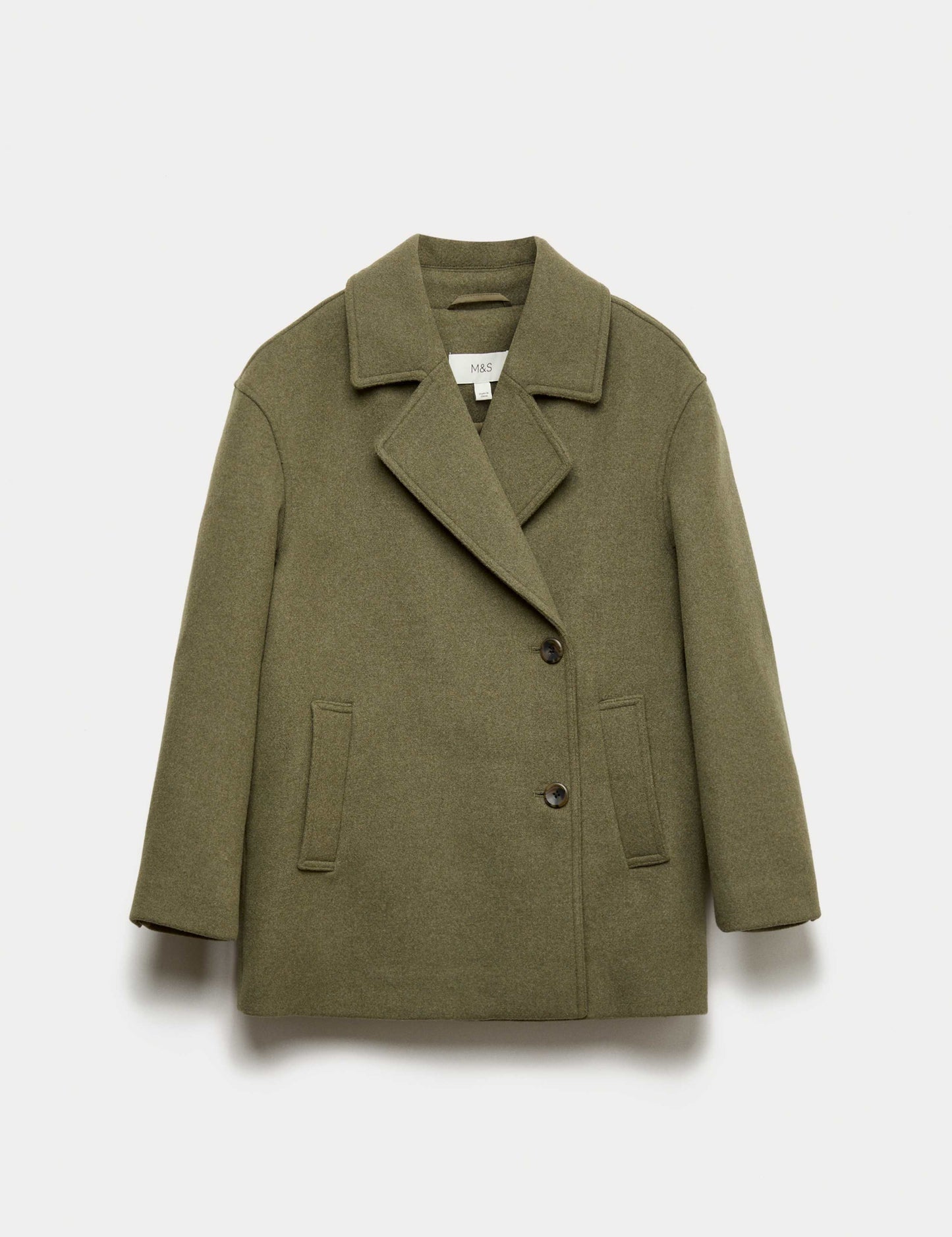 Wool Blend Double Breasted Coat