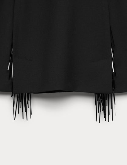 Wool Blend Embellished Tassel Mini Skirt