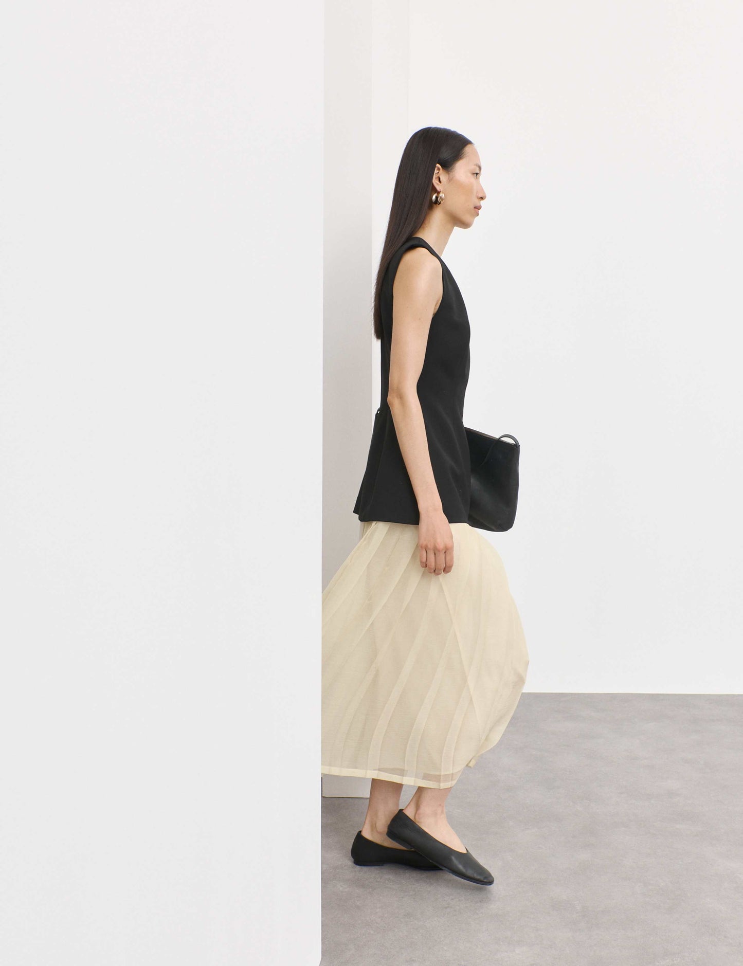 Wool Blend Layered Midaxi Dress