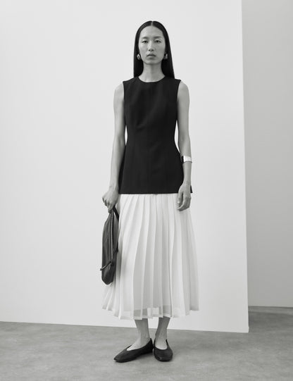 Wool Blend Layered Midaxi Dress