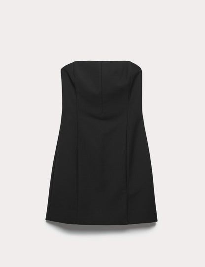 Wool Blend Strapless Mini Tailored Dress