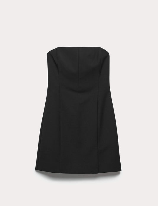 Wool Blend Strapless Mini Tailored Dress
