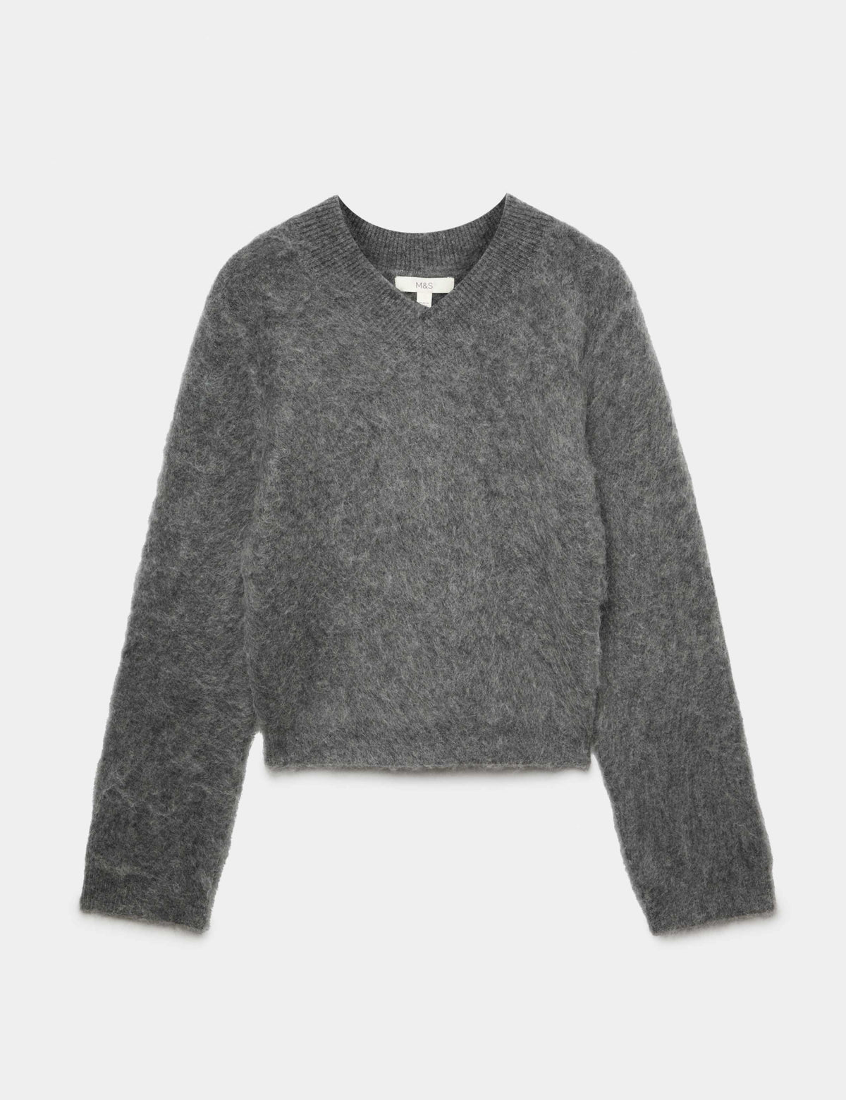 Wool Blend V-Neck Jumper with Mohair