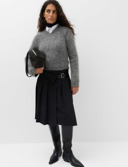 Wool Blend V-Neck Jumper with Mohair