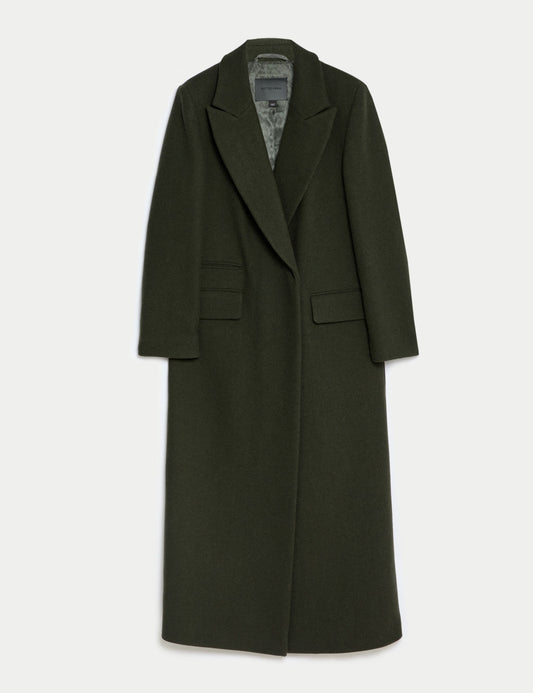 Wool Rich Double Breasted Longline Coat