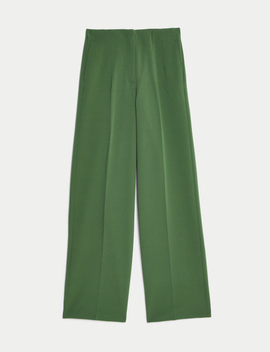 Woven Elasticated Waist Wide Leg Trousers