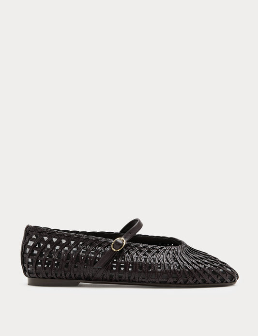 Woven Flat Mary Jane Ballet Pumps