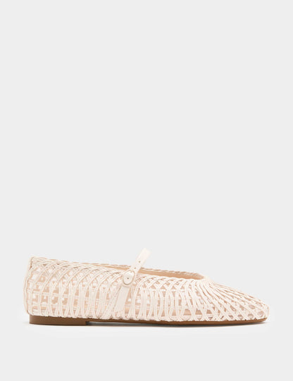 Woven Flat Mary Jane Ballet Pumps