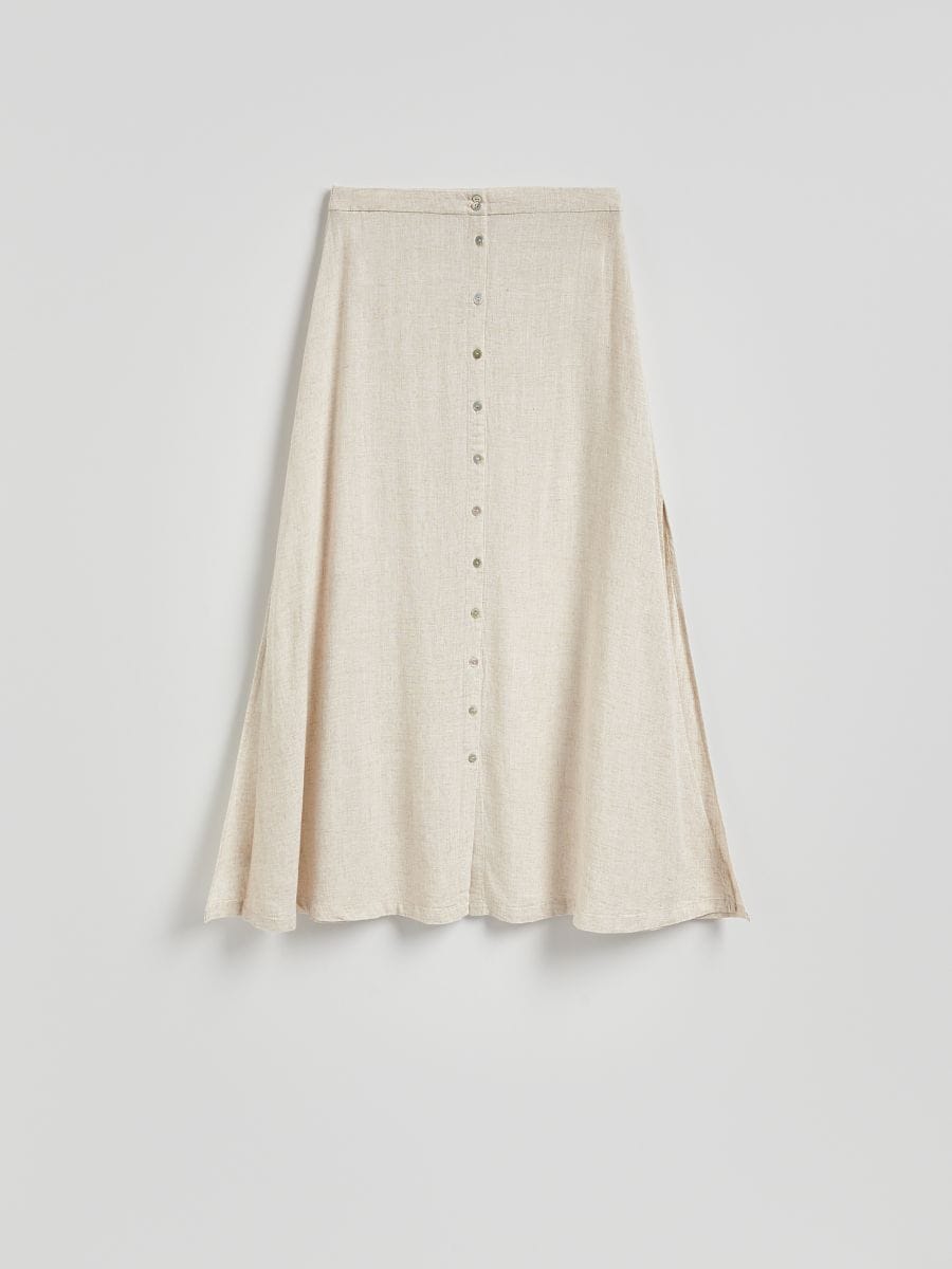 Midi skirt with linen blend