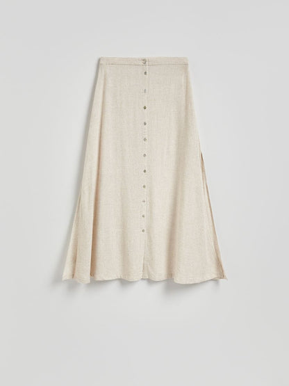 Midi skirt with linen blend