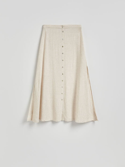 Midi skirt with linen blend