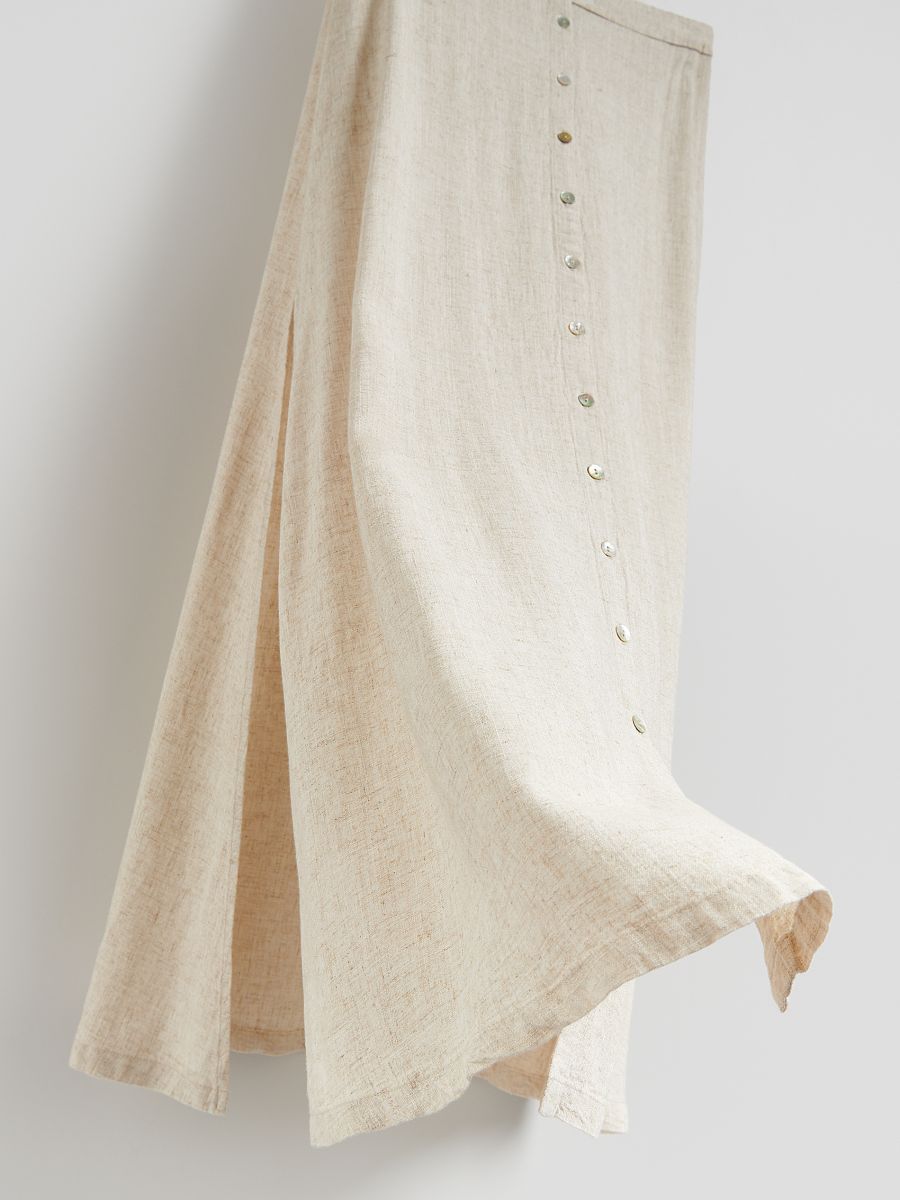 Midi skirt with linen blend