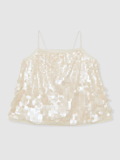 Sequin Cami Top in Cream