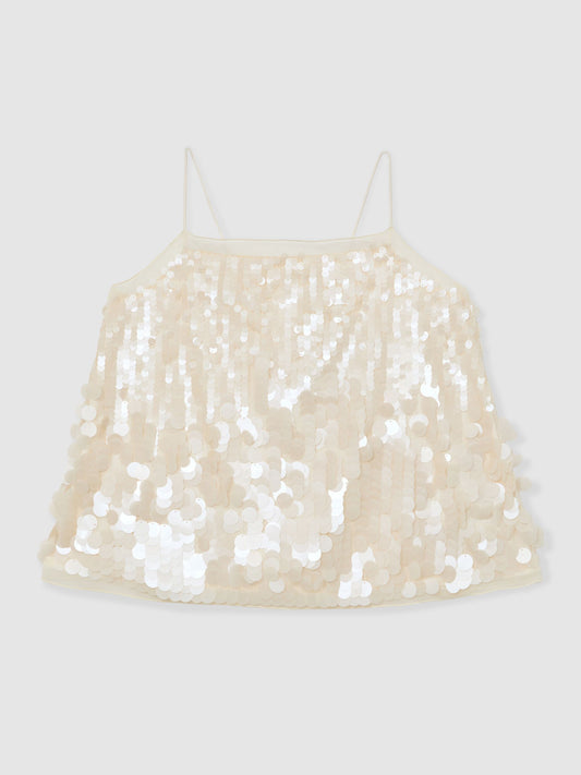 Sequin Cami Top in Cream