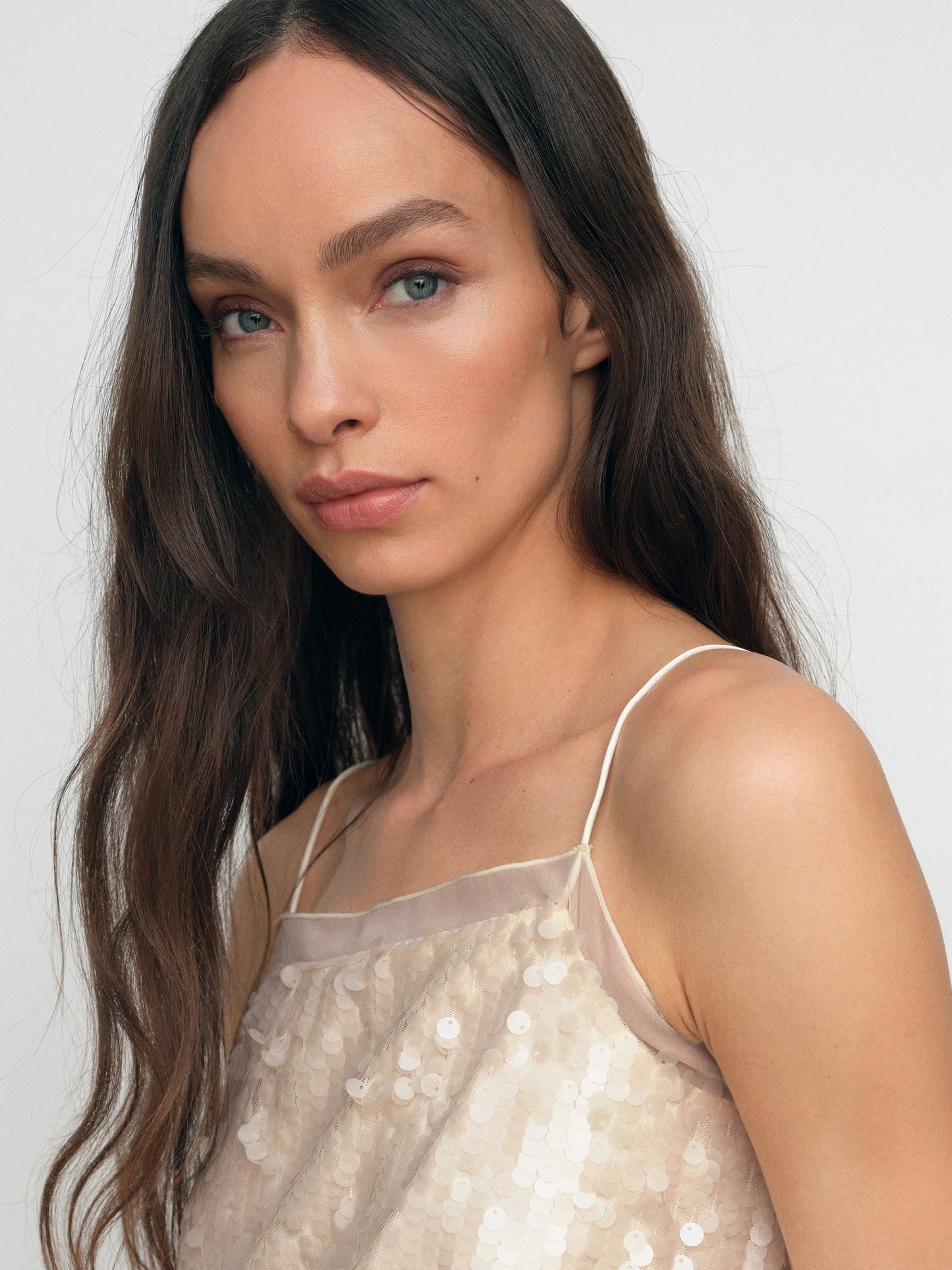 Sequin Cami Top in Cream