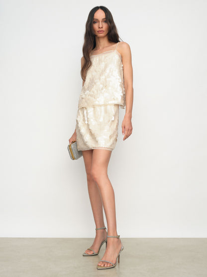 Sequin Cami Top in Cream