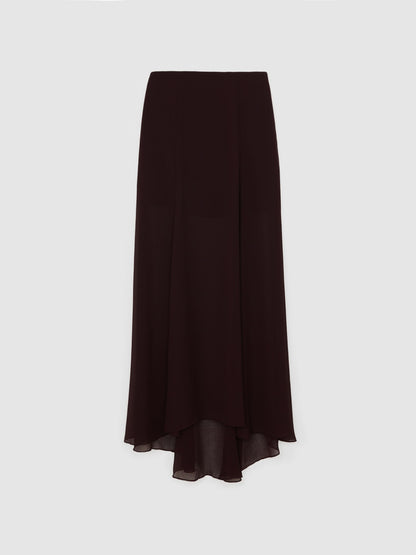 Sheer Textured Maxi Skirt in Chocolate Brown