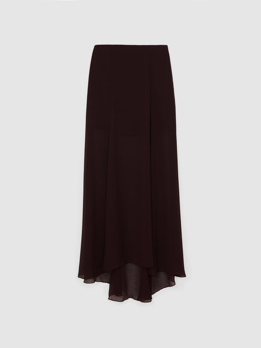 Sheer Textured Maxi Skirt in Chocolate Brown