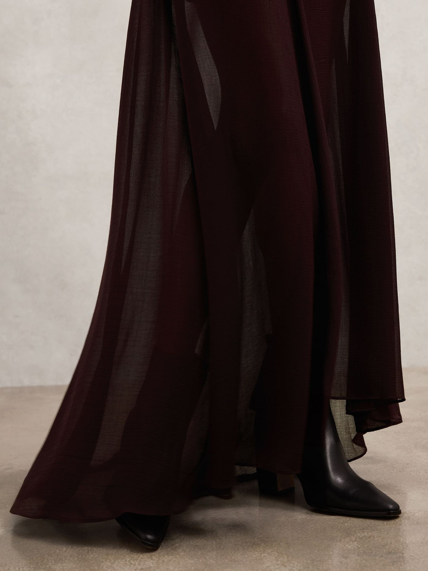 Sheer Textured Maxi Skirt in Chocolate Brown