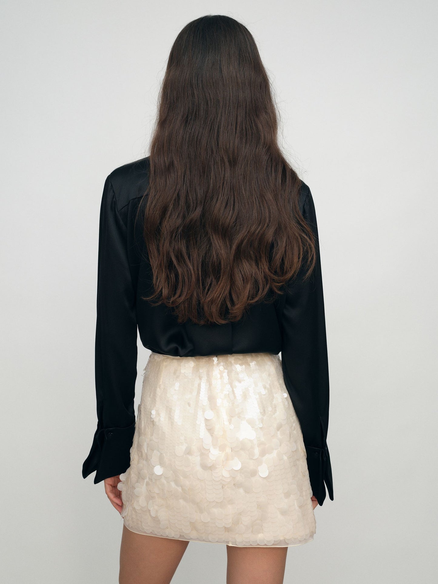 Sequin Mini Skirt in Cream