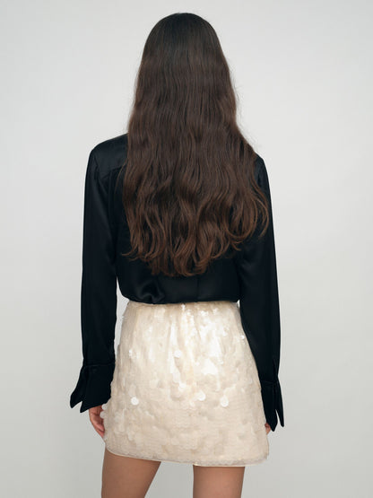 Sequin Mini Skirt in Cream