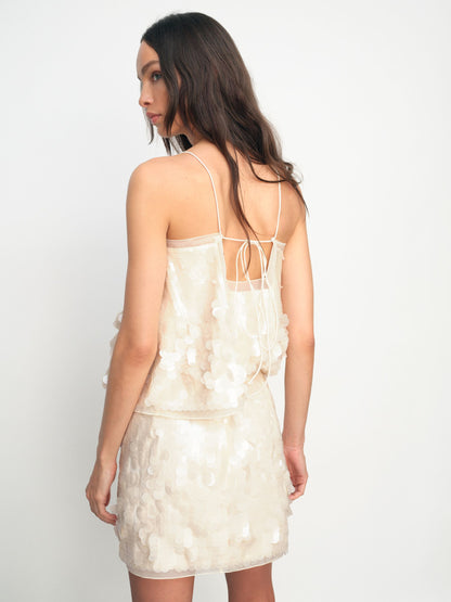 Sequin Mini Skirt in Cream