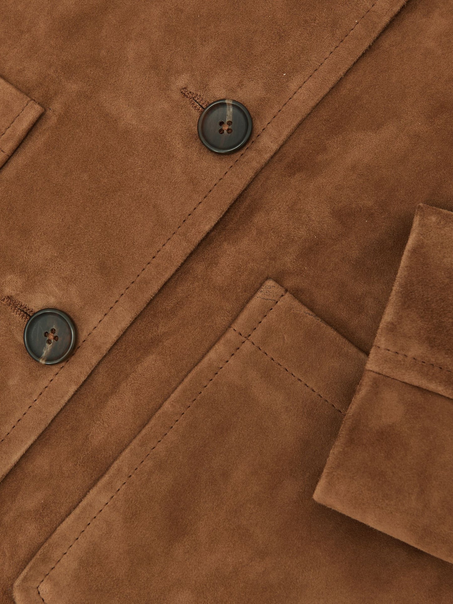 Suede Patch-Pocket Jacket in Tan