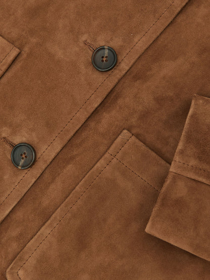 Suede Patch-Pocket Jacket in Tan