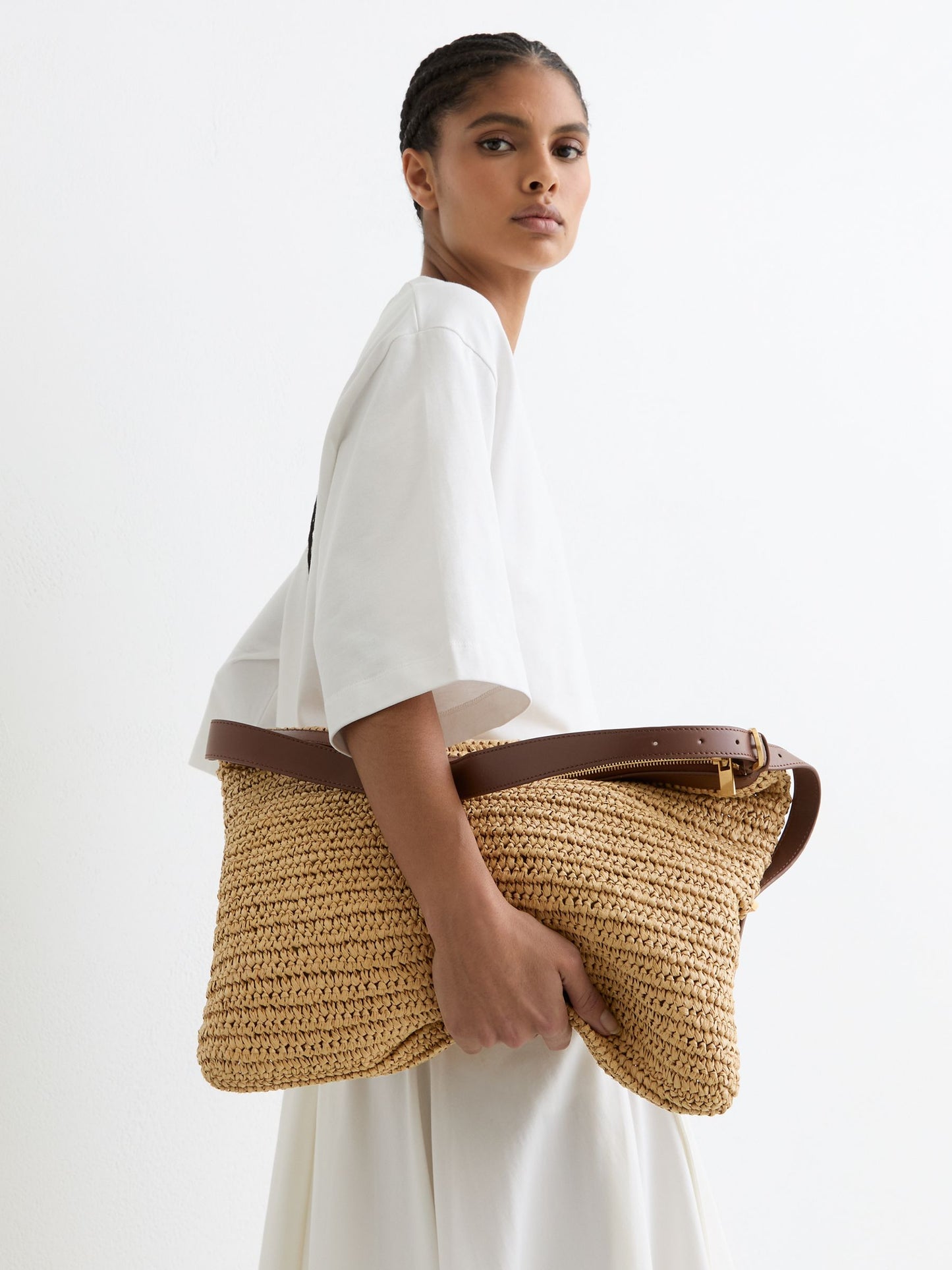 Raffia-Effect Tote Bag in Natural