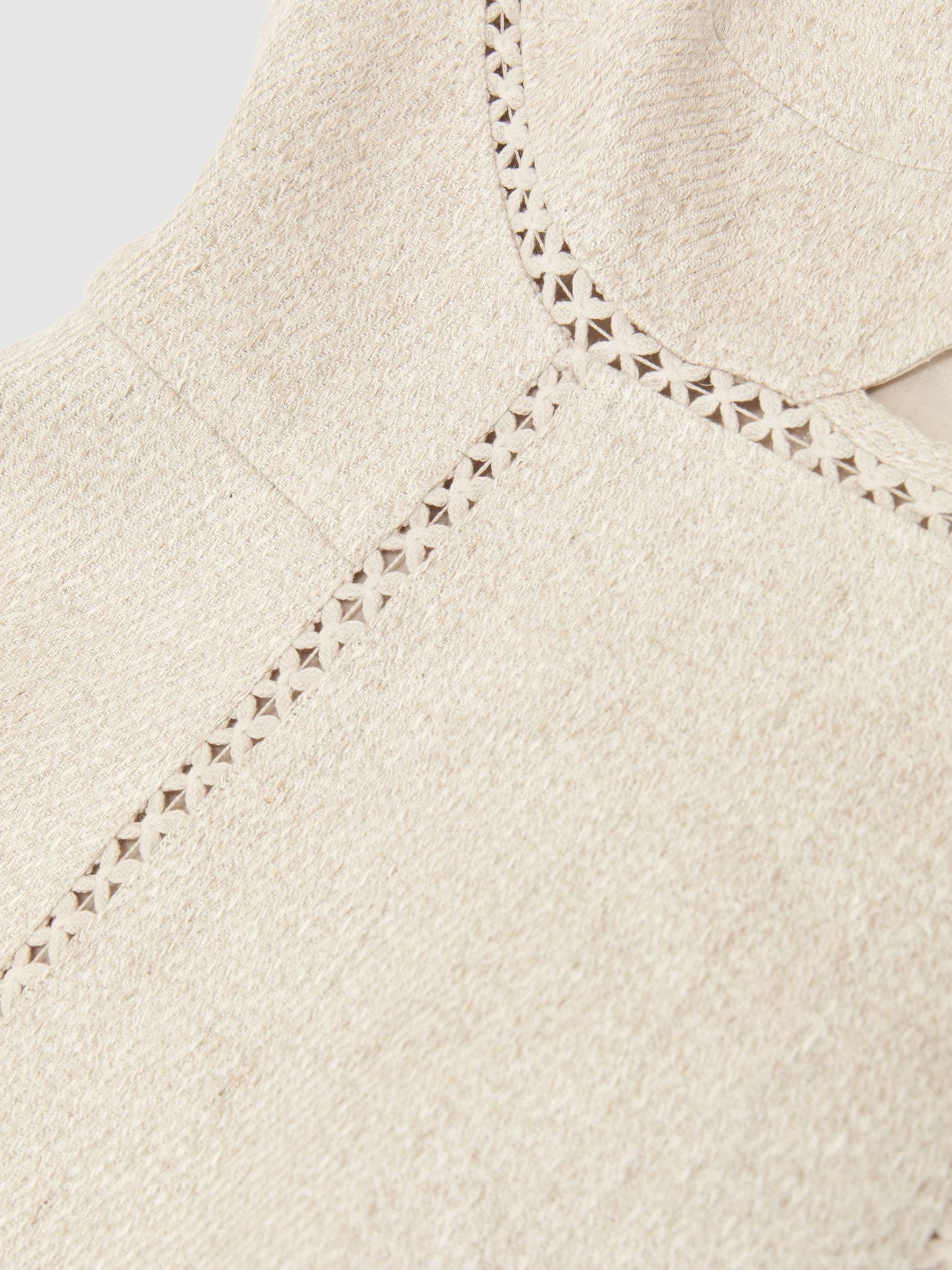 Linen-Blend Fit-and-Flare Midi Dress in Neutral