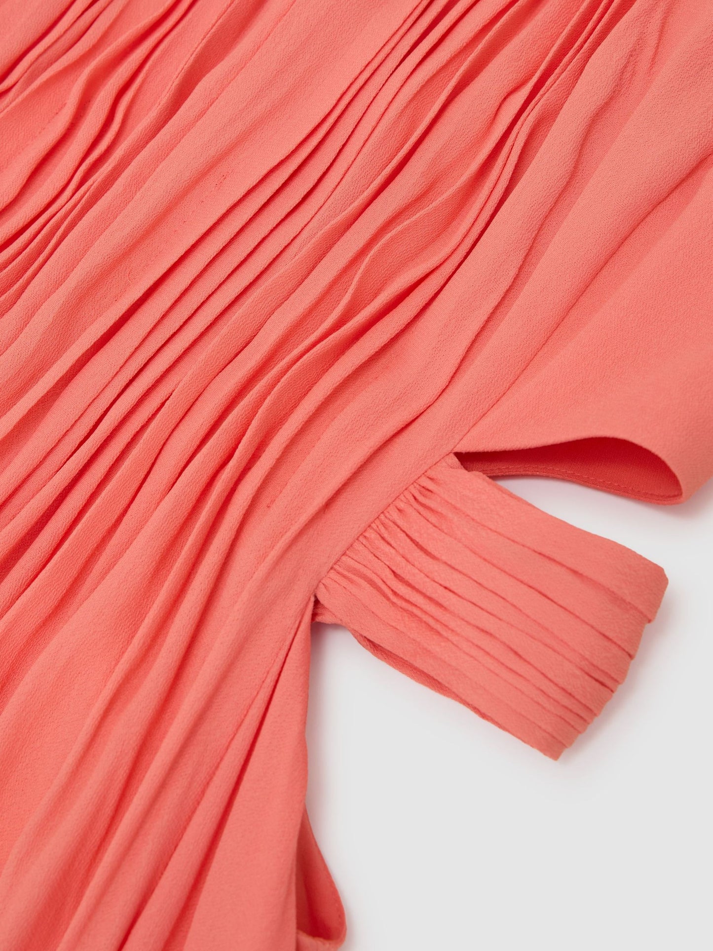 Halterneck Pleated Maxi Dress in Coral Pink