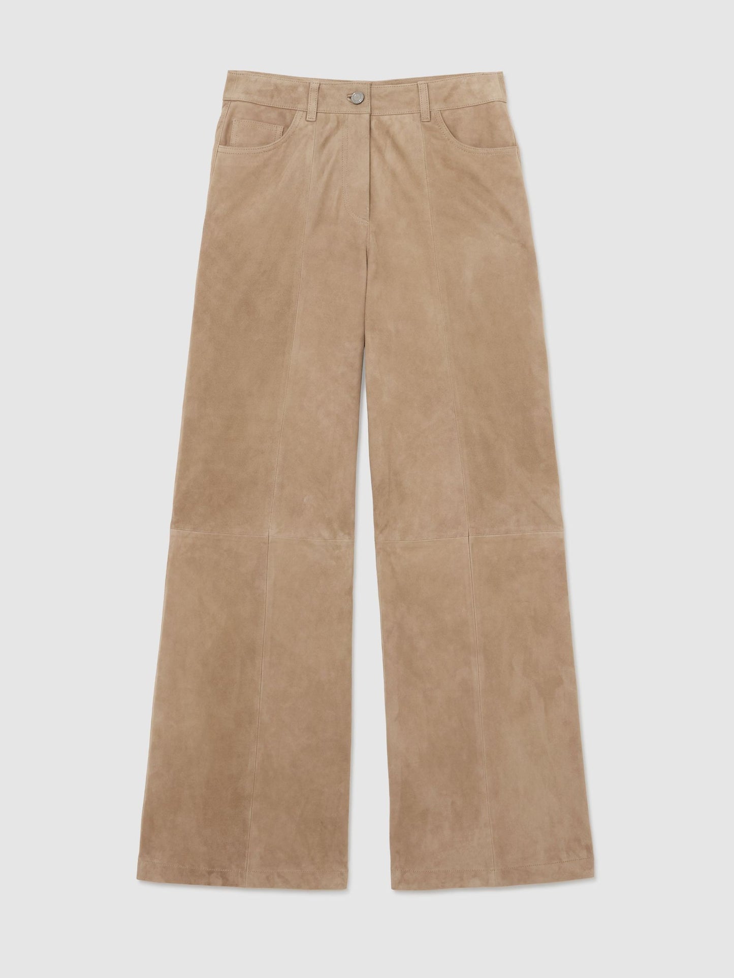 Suede Wide-Leg Trousers in Sand