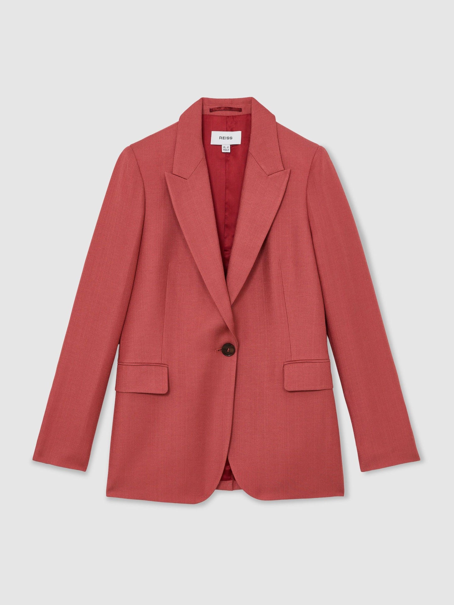 Single-Breasted Peak-Lapel Suit Blazer in Burnt Red