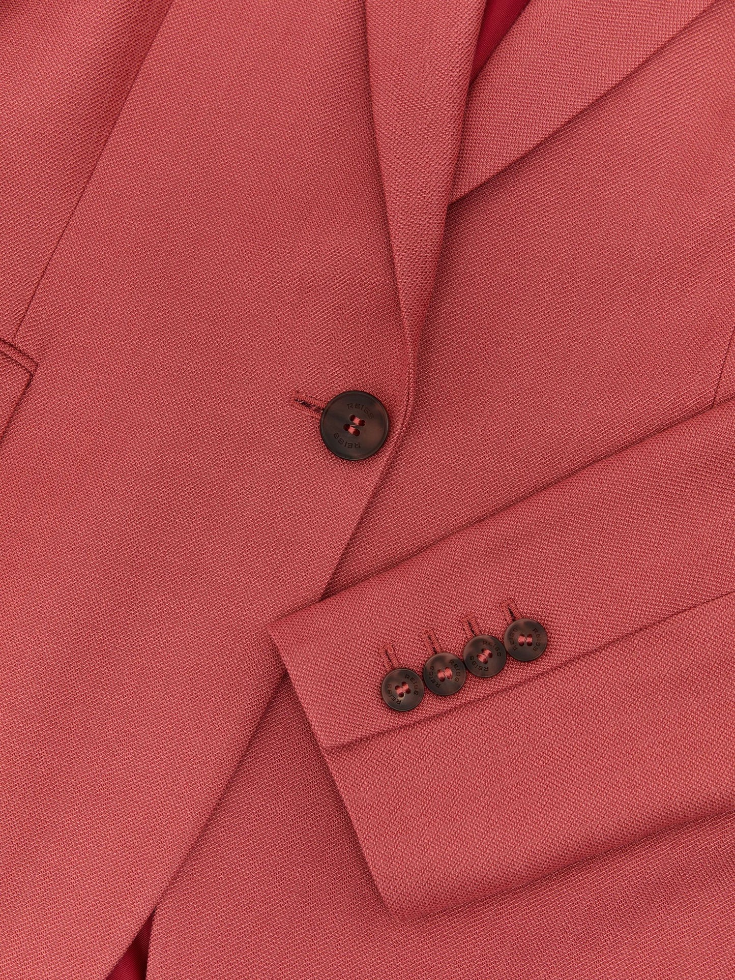 Single-Breasted Peak-Lapel Suit Blazer in Burnt Red