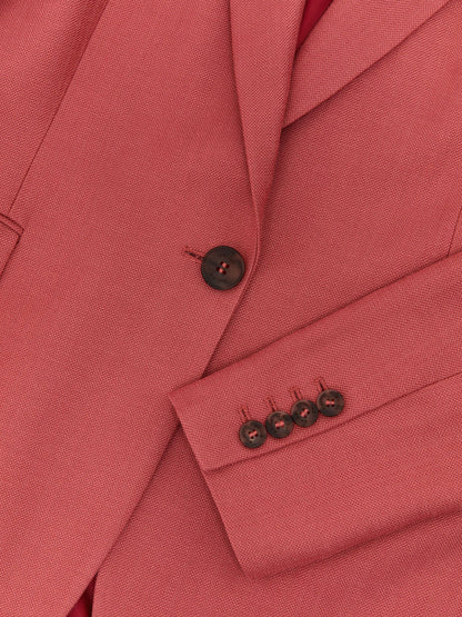 Single-Breasted Peak-Lapel Suit Blazer in Burnt Red