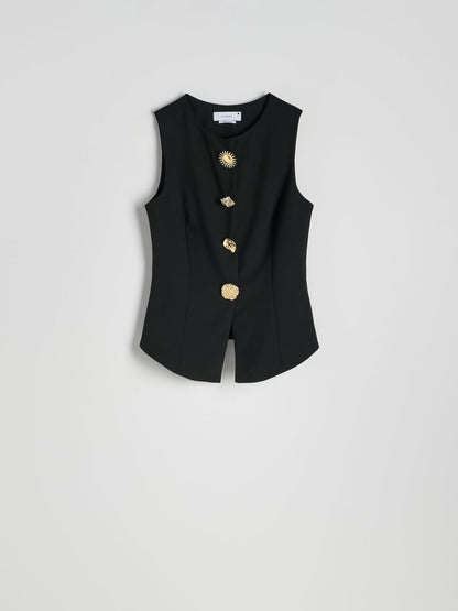 Vest with decorative buttons