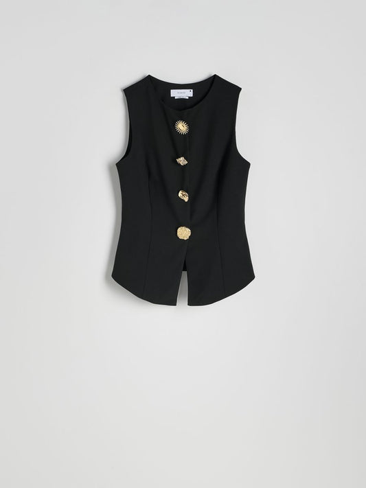 Vest with decorative buttons