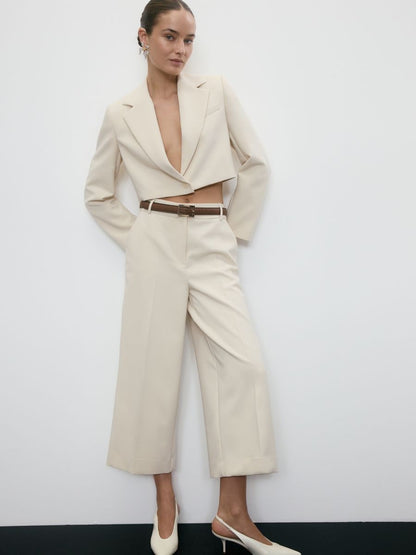 Wide leg trousers with belt