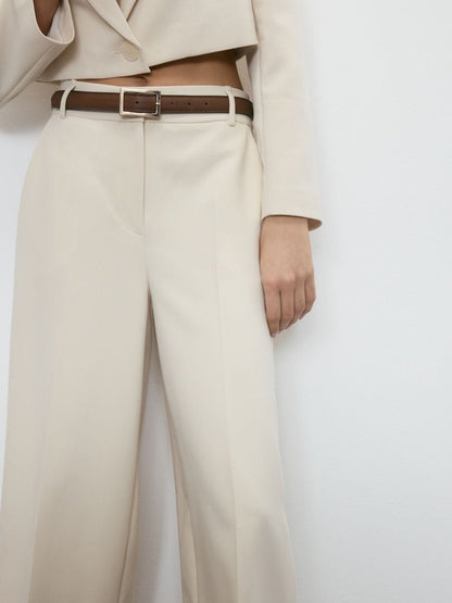 Wide leg trousers with belt