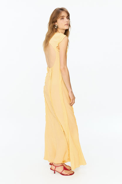 Ruffled open-back dress