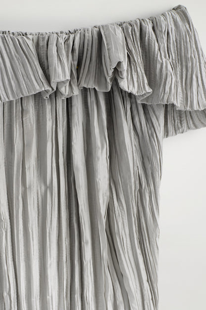 Asymmetric Pleated Silk Gown