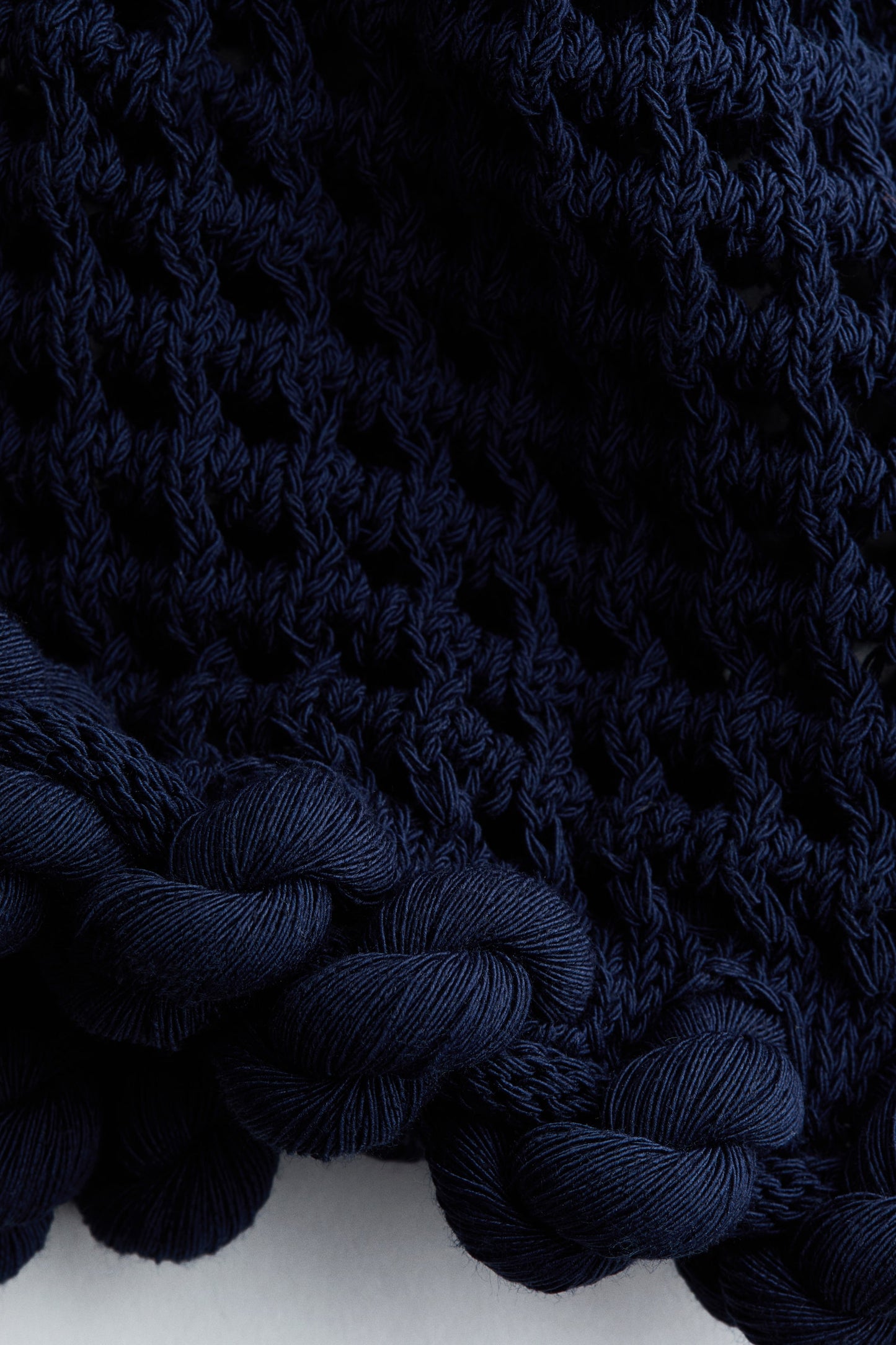Women's Navy blue Rope-detail hole-knit trousers | H&M GB