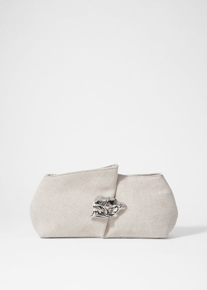 Leaf-Brooch Canvas Clutch